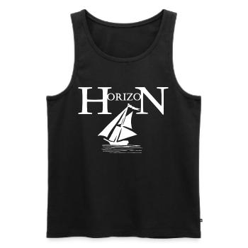 White boat and horizon - Men's Premium Organic Tank Top - black - Front - AI Model Male 178 light (178cm)