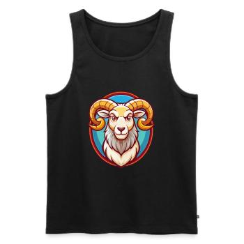 Ram Niedlich Lustig Kawaii Cartoon Clipart Tier Haustier - Männer Premium Bio Tank Top - Schwarz - Vorne - AI Model Male 178 light (178cm)