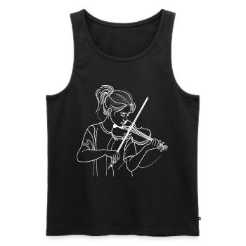 Violoniste Line Art - Débardeur bio Premium Homme - noir - Devant - Michal (187cm)