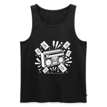 Ghettoblaster, Musik, Nostalgie - Männer Premium Bio Tank Top - Schwarz - Vorne - AI Model Male 178 light (178cm)