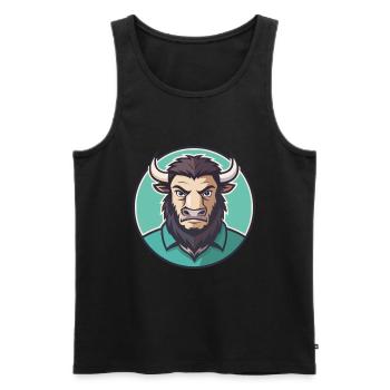 Bison Kawaii Cartoon Character Animal Pet Face - Men's Premium Organic Tank Top - black - Front - Michal (187cm)