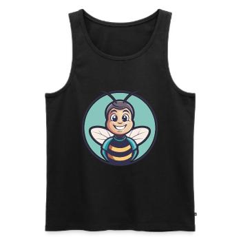 Abeille Kawaii Dessin Animé Personnage Animal Animal Visage - Débardeur bio Premium Homme - noir - Devant - AI Model Male 178 light (178cm)