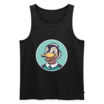 Canard Kawaii Dessin Animé Personnage Animal Animal Visage - Débardeur bio Premium Homme - noir - Devant - Michal (187cm)