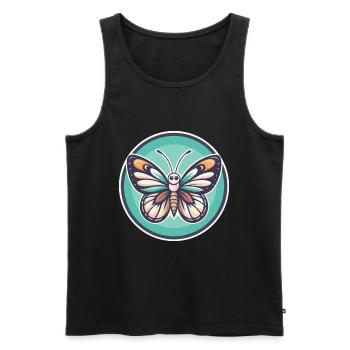 papillon kawaii dessin animé personnage animal visage d’animal - Débardeur bio Premium Homme - noir - Devant - Michal (187cm)