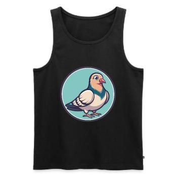 Dove Kawaii Cartoon Character Animal Pet Face - Men's Premium Organic Tank Top - black - Front - Michal (187cm)