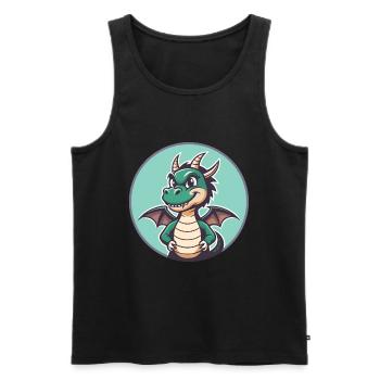Dragon Kawaii Cartoon Character Animal Pet Face - Men's Premium Organic Tank Top - black - Front - Michal (187cm)