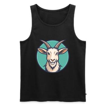 Chèvre Kawaii Dessin animé Personnage Animal Animal Visage - Débardeur bio Premium Homme - noir - Devant - Michal (187cm)
