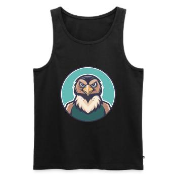 Hawk Kawaii Cartoon Character Animal Pet Face - Men's Premium Organic Tank Top - black - Front - Michal (187cm)