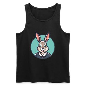 Rabbit Kawaii Cartoon Character Animal Pet Face - Men's Premium Organic Tank Top - black - Front - Michal (187cm)
