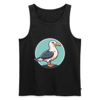 Seagull Kawaii Cartoon Character Animal Pet Face - Men's Premium Organic Tank Top - black - Front - Michal (187cm)