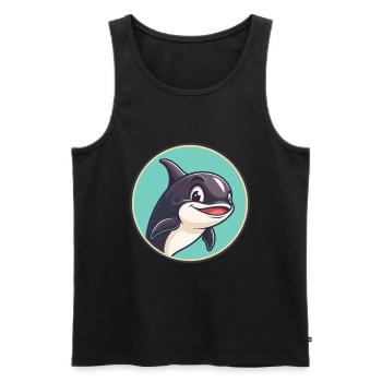 Orca Kawaii Dessin animé Personnage Animal Animal Visage - Débardeur bio Premium Homme - noir - Devant - Michal (187cm)