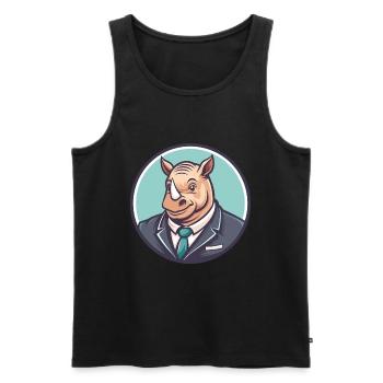 rhinocéros kawaii dessin animé personnage animal visage d’animal de compagnie - Débardeur bio Premium Homme - noir - Devant - Michal (187cm)