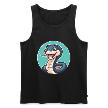 Serpent Kawaii Dessin animé Personnage Animal Animal Visage - Débardeur bio Premium Homme - noir - Devant - Michal (187cm)