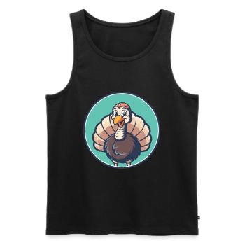 Turkey Kawaii Cartoon Character Animal Pet Face - Men's Premium Organic Tank Top - black - Front - Michal (187cm)