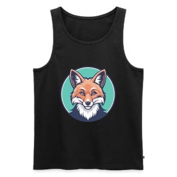 Fox Kawaii Cartoon Character Animal Pet Face - Men's Premium Organic Tank Top - black - Front - AI Model Male 178 light (178cm)