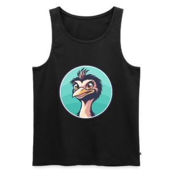 Emu Kawaii Dessin animé Personnage Animal Animal Visage - Débardeur bio Premium Homme - noir - Devant - Michal (187cm)