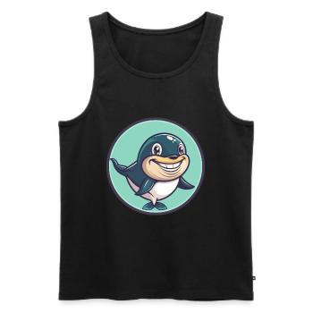 baleine kawaii dessin animé personnage animal visage d’animal - Débardeur bio Premium Homme - noir - Devant - Michal (187cm)