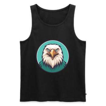 Eagle Kawaii Cartoon Character Animal Pet Face - Men's Premium Organic Tank Top - black - Front - Michal (187cm)