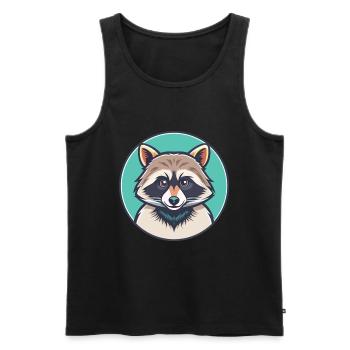 Raccoon Kawaii Cartoon Character Animal Pet Face - Men's Premium Organic Tank Top - black - Front - Michal (187cm)