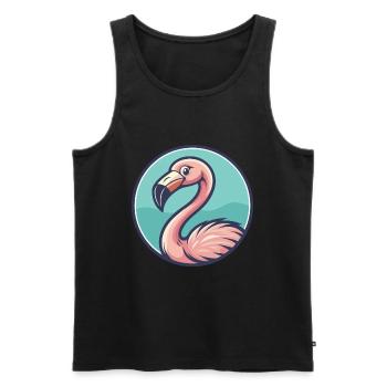 Flamingo Kawaii Cartoon Character Animal Pet Face - Men's Premium Organic Tank Top - black - Front - AI Model Male 178 light (178cm)