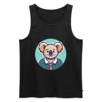 Koala Kawaii Dessin animé Personnage Animal Animal Visage - Débardeur bio Premium Homme - noir - Devant - Michal (187cm)
