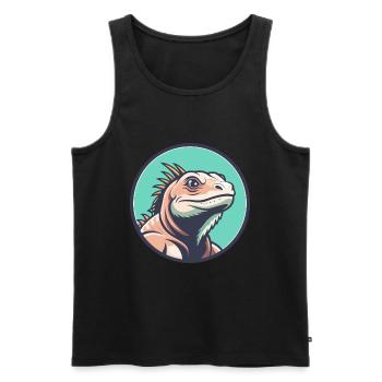 Iguana Kawaii Cartoon Character Animal Pet Face - Men's Premium Organic Tank Top - black - Front - Michal (187cm)