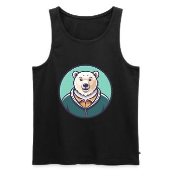 Eisbär Kawaii Cartoon Figur Tier Gesicht - Männer Premium Bio Tank Top - Schwarz - Vorne - AI Model Male 178 light (178cm)