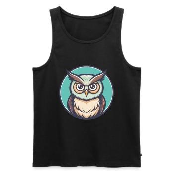 Eule Kawaii Cartoon Figur Tier Haustier Gesicht - Männer Premium Bio Tank Top - Schwarz - Vorne - Michal (187cm)