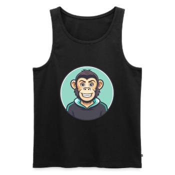Singe Kawaii Dessin animé Personnage Animal Animal Visage - Débardeur bio Premium Homme - noir - Devant - Michal (187cm)
