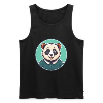 Panda Kawaii Cartoon Character Animal Pet Face - Men's Premium Organic Tank Top - black - Front - Michal (187cm)