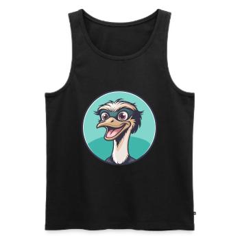 autruche kawaii dessin animé personnage animal visage d’animal - Débardeur bio Premium Homme - noir - Devant - Michal (187cm)