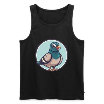 Pigeon Kawaii Cartoon Character Animal Pet Face - Men's Premium Organic Tank Top - black - Front - Michal (187cm)