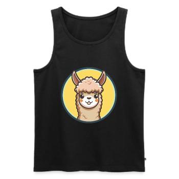 Alpaca Kawaii Cartoon Character Animal Pet Face - Men's Premium Organic Tank Top - black - Front - Michal (187cm)
