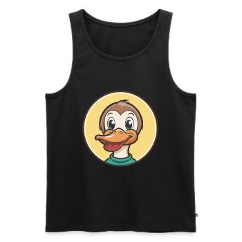 Canard Kawaii Dessin animé Personnage Animal Animal Visage - Débardeur bio Premium Homme - noir - Devant - Michal (187cm)