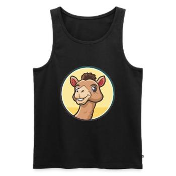 Camel Kawaii Cartoon Character Animal Pet Face - Men's Premium Organic Tank Top - black - Front - AI Model Male 178 light (178cm)
