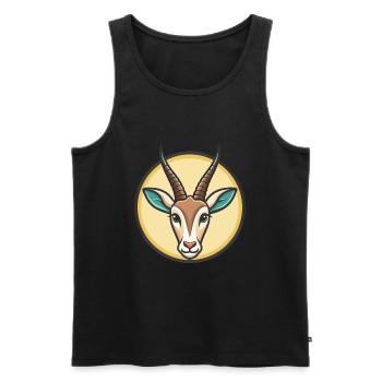Oryx Kawaii Dessin animé Personnage Animal Animal Visage - Débardeur bio Premium Homme - noir - Devant - AI Model Male 178 light (178cm)