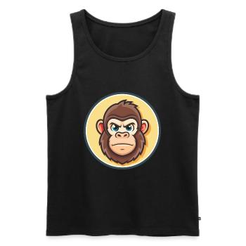 Gorilla Kawaii Cartoon Figur Tier Haustier Gesicht - Männer Premium Bio Tank Top - Schwarz - Vorne - AI Model Male 178 light (178cm)