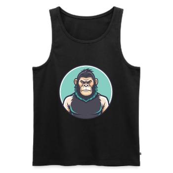 Gorilla Kawaii Cartoon Figur Tier Haustier Gesicht - Männer Premium Bio Tank Top - Schwarz - Vorne - AI Model Male 178 light (178cm)