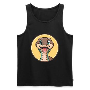 Serpent Kawaii Dessin animé Personnage Animal Animal Visage - Débardeur bio Premium Homme - noir - Devant - Michal (187cm)