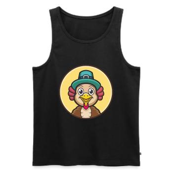 Turquie Kawaii Dessin animé Personnage Animal Animal Visage - Débardeur bio Premium Homme - noir - Devant - Michal (187cm)