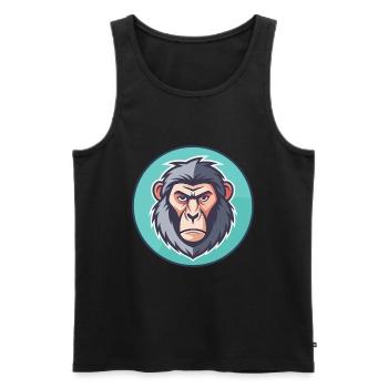 Pavian Kawaii Cartoon Figur Tier Haustier Gesicht - Männer Premium Bio Tank Top - Schwarz - Vorne - Michal (187cm)