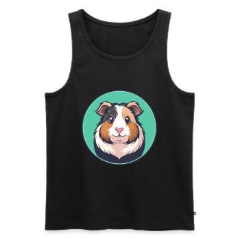 cochon d’Inde Kawaii dessin animé personnage visage d’animal - Débardeur bio Premium Homme - noir - Devant - AI Model Male 178 light (178cm)