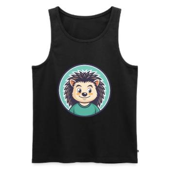 Igel Kawaii Cartoon Figur Tier Haustier Gesicht - Männer Premium Bio Tank Top - Schwarz - Vorne - AI Model Male 178 light (178cm)