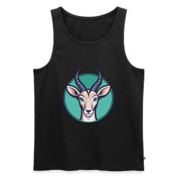 Antilope Kawaii Cartoon Figur Tier Haustier Gesicht - Männer Premium Bio Tank Top - Schwarz - Vorne - Michal (187cm)