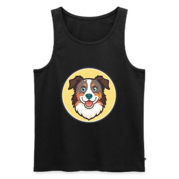 Australian Shepherd Dog Breed Funny Cartoon Kawaii - Men's Premium Organic Tank Top - black - Front - Michal (187cm)