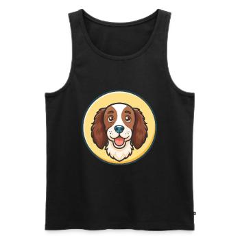 Bretagne Chien Race Coloré Dessin animé Kawaii Clipart - Débardeur bio Premium Homme - noir - Devant - Michal (187cm)