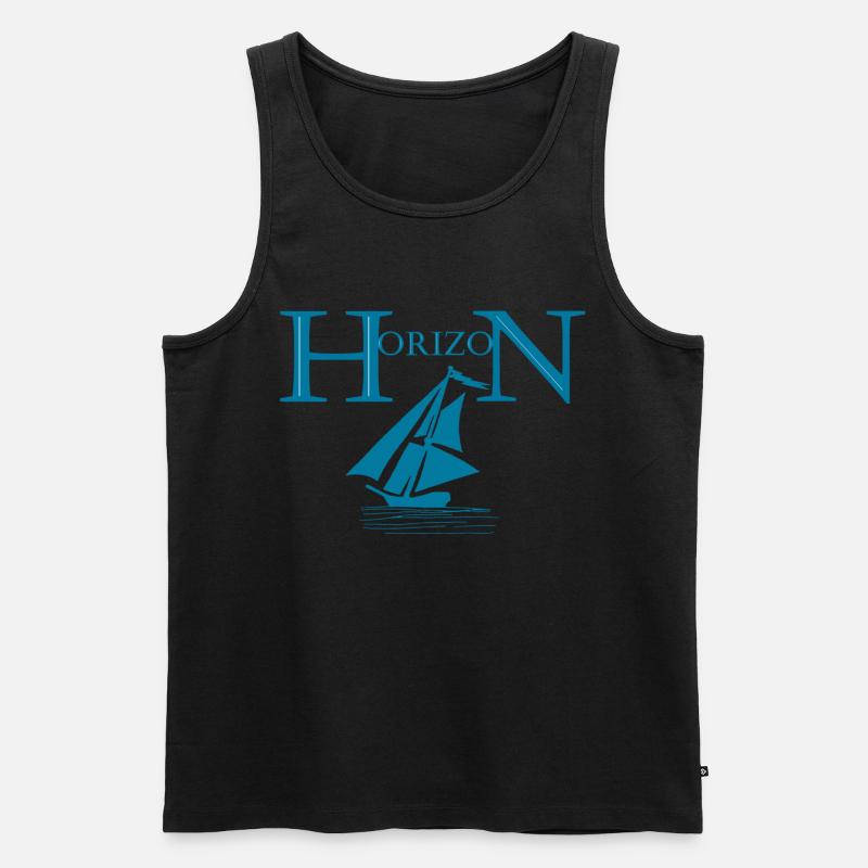 Boot und Horizont - Männer Premium Bio Tank Top - Schwarz