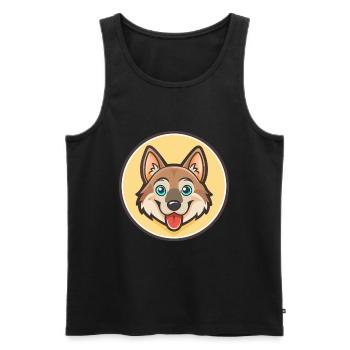 Chien-loup tchécoslovaque Race de chien Dessin animé Kawaii - Débardeur bio Premium Homme - noir - Devant - Michal (187cm)