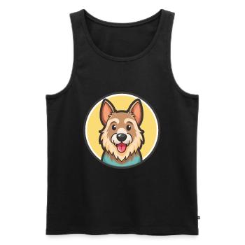 Dutch Smoushond Dog Breed Cartoon Kawaii Clipart - Men's Premium Organic Tank Top - black - Front - Michal (187cm)