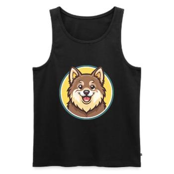 Finlandais Lapon Chien Race Dessin animé Kawaii Clipart - Débardeur bio Premium Homme - noir - Devant - Michal (187cm)